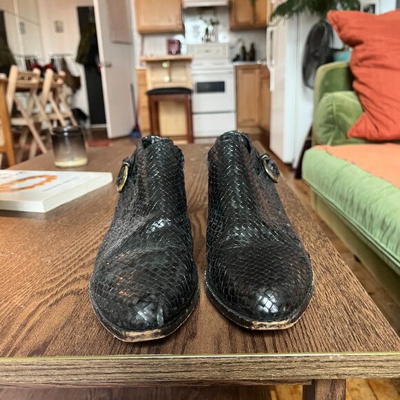 Cole Haan Basket Weave Leather Booties with buckle - Picture 3 of 5